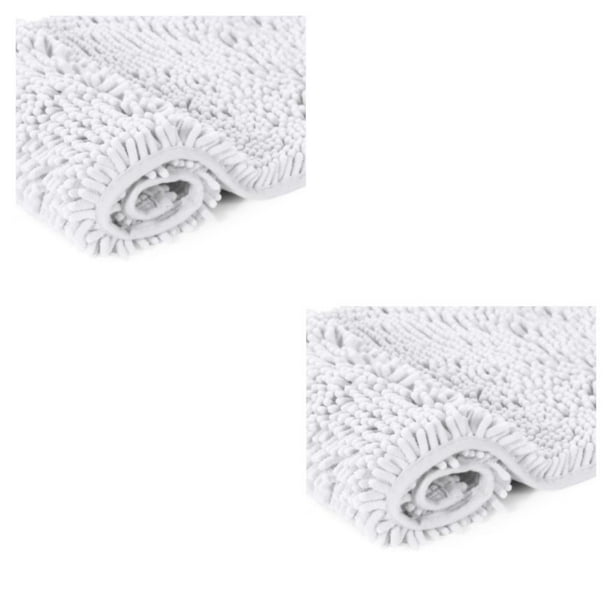 Moyic Alfombrilla de fibra de textura suave para pies para una rápida y fuerte absorción Alfombrilla de suelo Entrada de baño de chenilla Blanco 20*32 pulgadas 2Conjunto