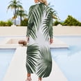 thumbnail image 2 of Palm Leaf Print Design Shirt Dress Long Sleeve Street Fashion V Neck Oversized Casual Dress Women Evening Dress, 2 of 7