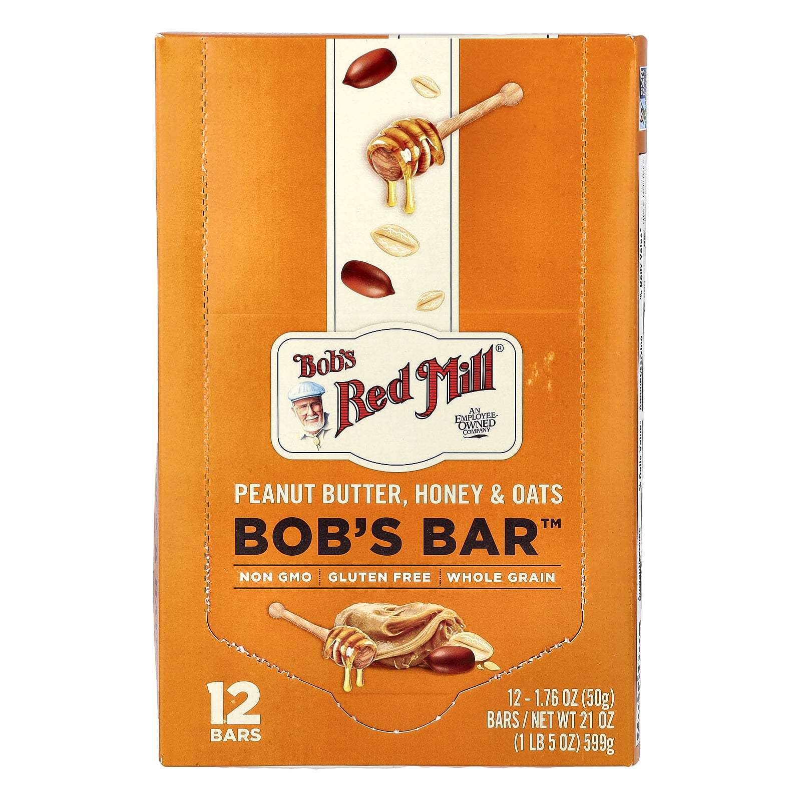 Bob's Red Mill Peanut Butter Honey & Oats Bob's Bar 12 - 1.76 oz Bars