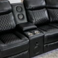 thumbnail image 3 of Power Reclining Sectional Sofa with Built-In Bluetooth Speakers & LED Light Strip for Home Theater Comfort in Sleek Black, 3 of 6