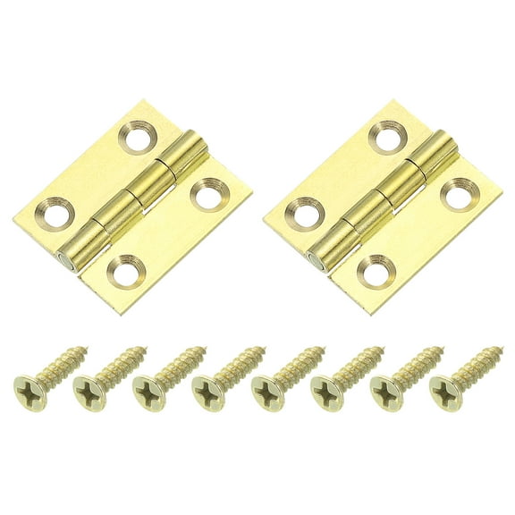 Uxcell 2Pcs Folding Butt Hinges, 1 inch Brass Small Door Hinges Butt Cabinet Hinges