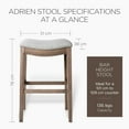 thumbnail image 3 of Adrien 31 Inch Bar Height Upholstered Backless Saddle Barstool in Reclaimed Oak Finish with Ash Grey Fabric Cushion Seat, 3 of 5