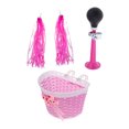 thumbnail image 1 of Juego de Cesta Delantera + Timbre + 1 Par de Cinta de Colores para Bicicleta de Niños, Rosa Rosado Sunnimix Cesta Delantera Para Bicicleta Para Niños, 1 of 8