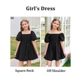 thumbnail image 2 of Vestido de verano Haloumoning para niñas, cuello cuadrado, línea A, de 5 a 14 años, 2 of 6
