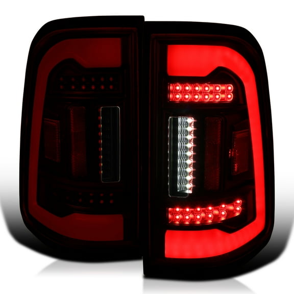 Spec-D Tuning Black Red Smoke Full LED Tail Lights w/ Red LED Light Bar Compatible with 2019-2023 Ram 1500, Left Right Pair Assembly