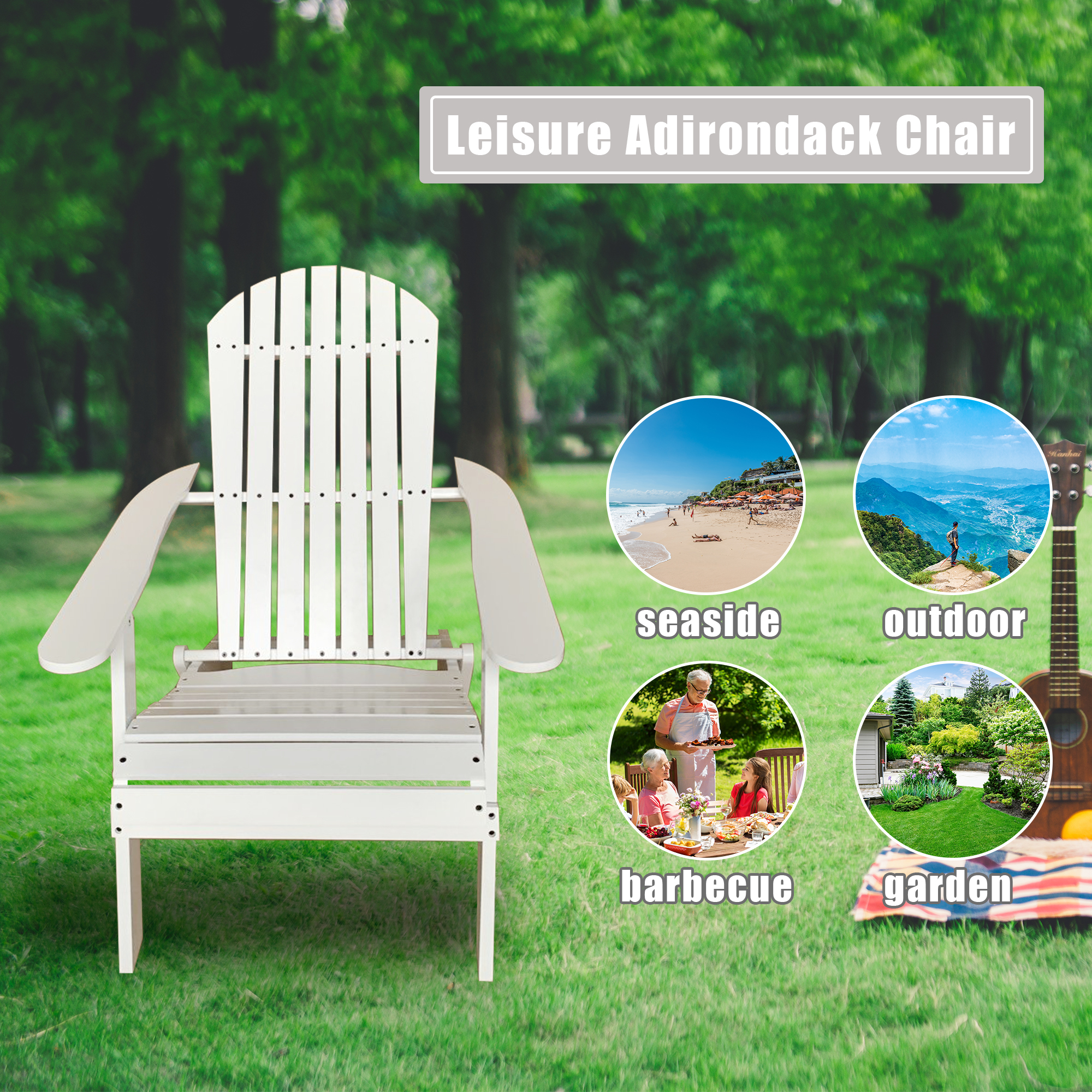Sunshine Wheat Adirondack Chair Lawn and Folding Chair Weather Resistant Patio Chair Outdoor Chairs Patio Seating Fire Pit Chairs Wood Chairs for Adults Yard Garden.