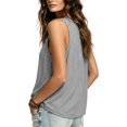thumbnail image 5 of Fewfanhot Women Deep V Neck Linen Blend Tank Top, Front Pleated Loose Fit Sleeveless Casual Summer Blouse, 5 of 8