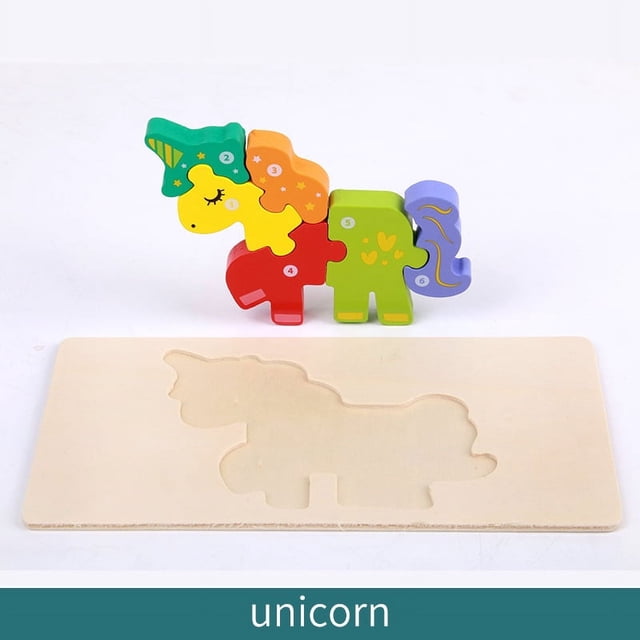 Juguetes educativos cognitivos de madera para educación temprana para niños, rompecabezas estéreo 3D con formas de animales de madera que se acumulan y combinan