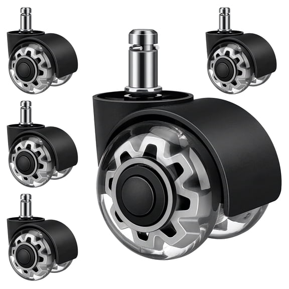 Office Chair Wheels Set of 5, Heavy-Duty Seat Casters Replacement Support 2200lbs, 2 Inch Universal Fit (Black)