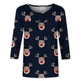 thumbnail image 5 of Festival Saving Christmas Top for Women Fall Reindeer Tees 3/4 Sleeve Round Neck Tops Tshirts for Holiday Fall Clothes My Items, 5 of 5