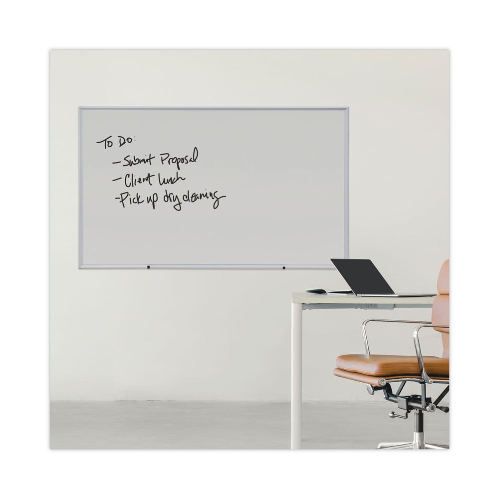 Universal Melamine Dry Erase Board, 60" x 36", Satin-Finished Aluminum Frame