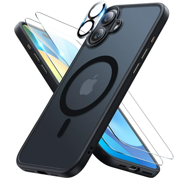 Funda de teléfono Meifigno diseñada para iPhone 16 Plus de 6.7 pulgadas, negra