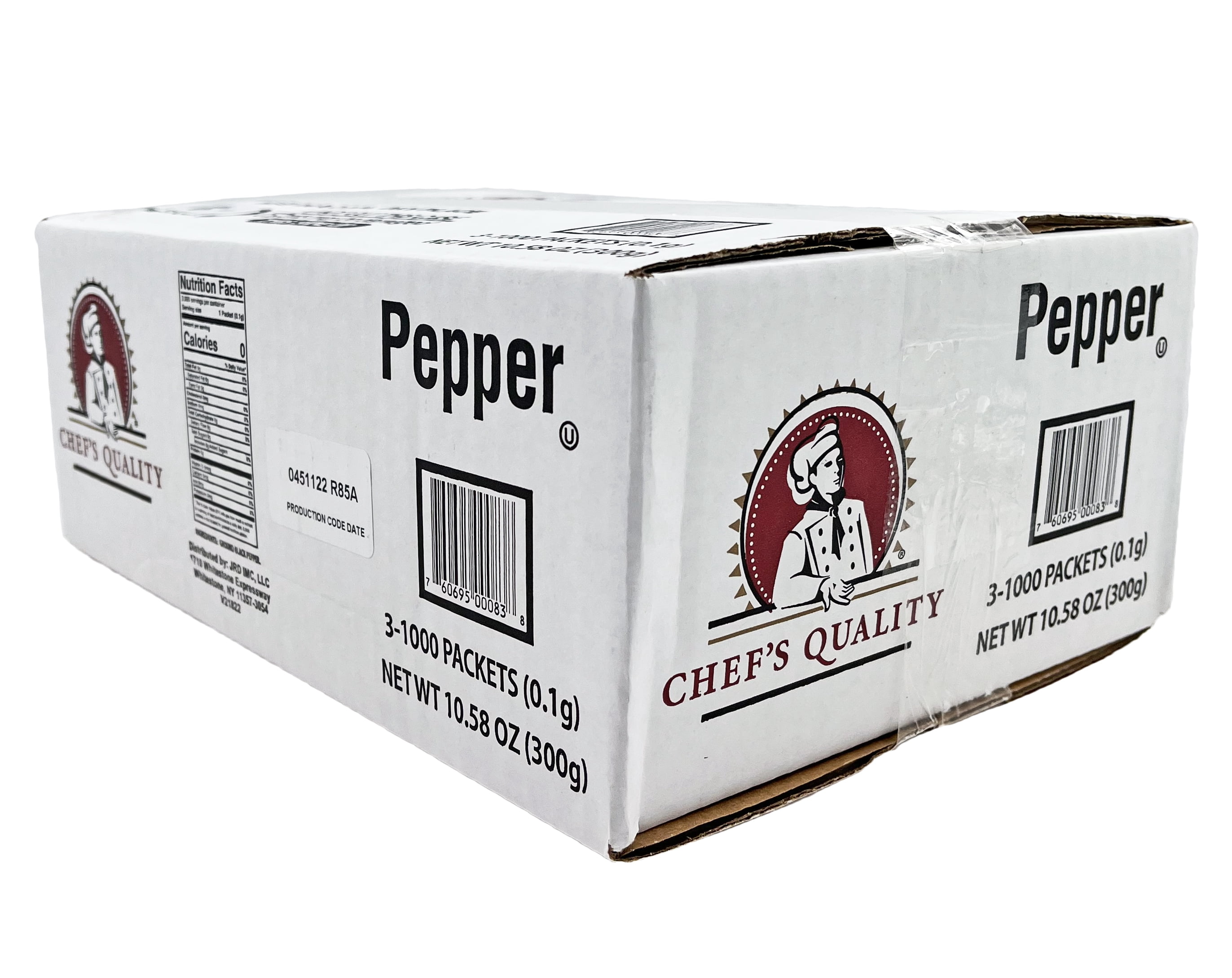 Chef's Quality Black Pepper Single Serve Packets | Kosher | 3000 Packs