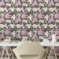 thumbnail image 3 of Ambesonne Floral Peel & Stick Wallpaper for Home, Vintage Lily Flowers Bloom, 13"x36", Grey Pink and Peach, 3 of 6