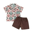 thumbnail image 3 of Birdeem Mode Enfant Ensemble Décontracté Manches Courtes Col à Revers Pantalon Court Imprimé Bouton, 3 of 8