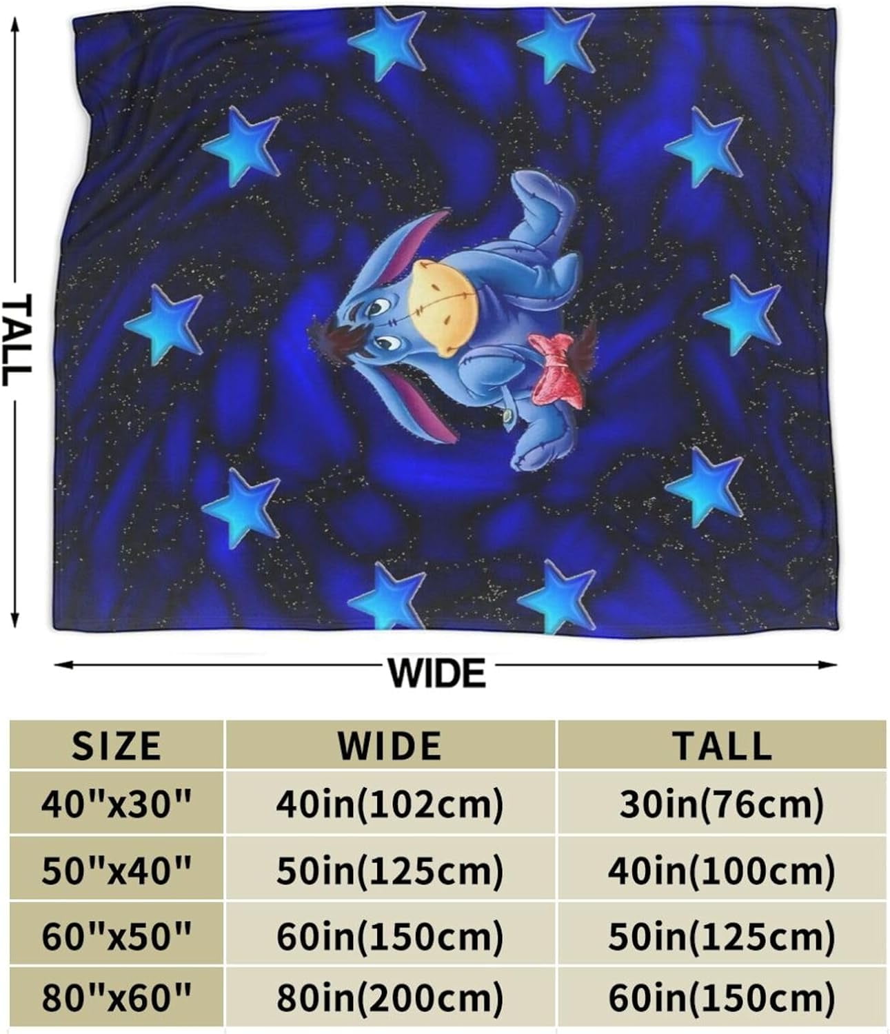 Eeyore Blanket Throw Blanket Cozy Soft Plush for Couch Living Room Blanket Interesting Festival Gift for Kids Adults 80 X 60 inch