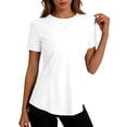 thumbnail image 6 of ZQUUVOU Women's Sun Shirts Short Sleeve Ice Silk Sun Protection Top Solid Crewneck Cooling Breathable Lightweight Shirts White, 6 of 7