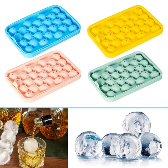 Máquina de bolas de hielo de silicona de 25 agujeros con tapa - Bandeja para cubitos de hielo de whisky - Bolas de hielo que se derriten lentamente para bebidas y cócteles - 16x13x3cm