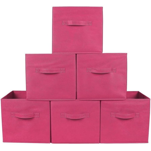 Greenco Foldable Fabric Storage Cubes, 6 Pack, Pink