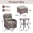 thumbnail image 4 of Jentlehouse Outdoor Patio Furniture Set,Outdoor Swivel Rocker Chair with Ottomans & Side Table,Rattan Conversation Set for Balcony Garden Porch, 4 of 12
