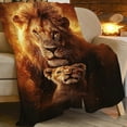 thumbnail image 3 of Lion Throw Blanket Lion Cub and Lion Gifts for Kids Girls Boys Adults Women Men Soft Cozy Warm Plush Fluffy Fuzzy Fleece Blanket Birthday Festival Decor Golden Lion, 3 of 5