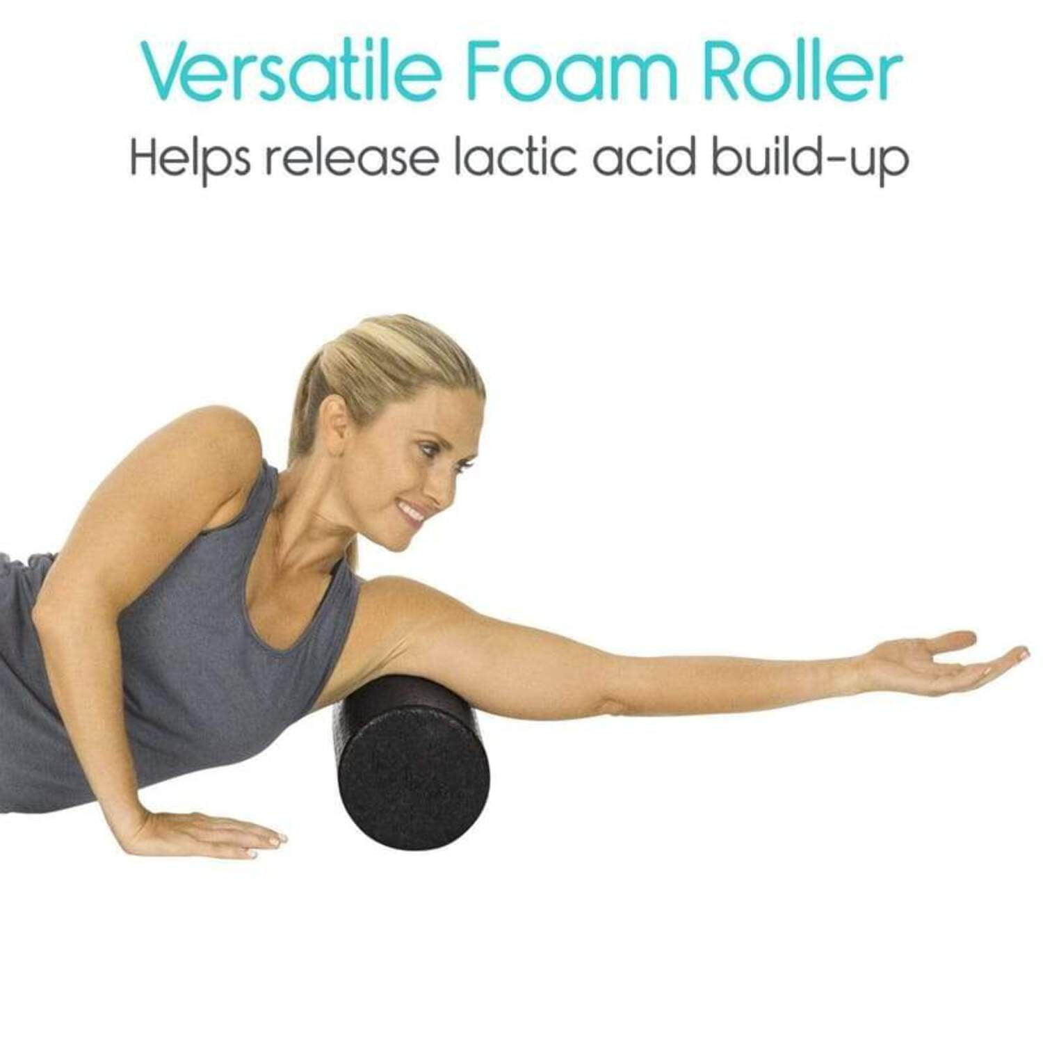 Vive High-Density Round Foam Roller 12” - for Back, Legs, Exercise and Muscle Massage