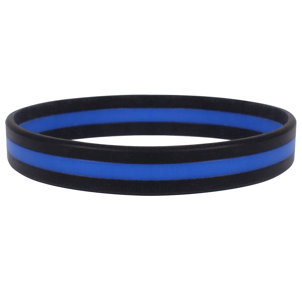 Law Enforcement Wife Gift Thin Blue Line Bracelet Womens Stretch Police Academy Graduation Gift