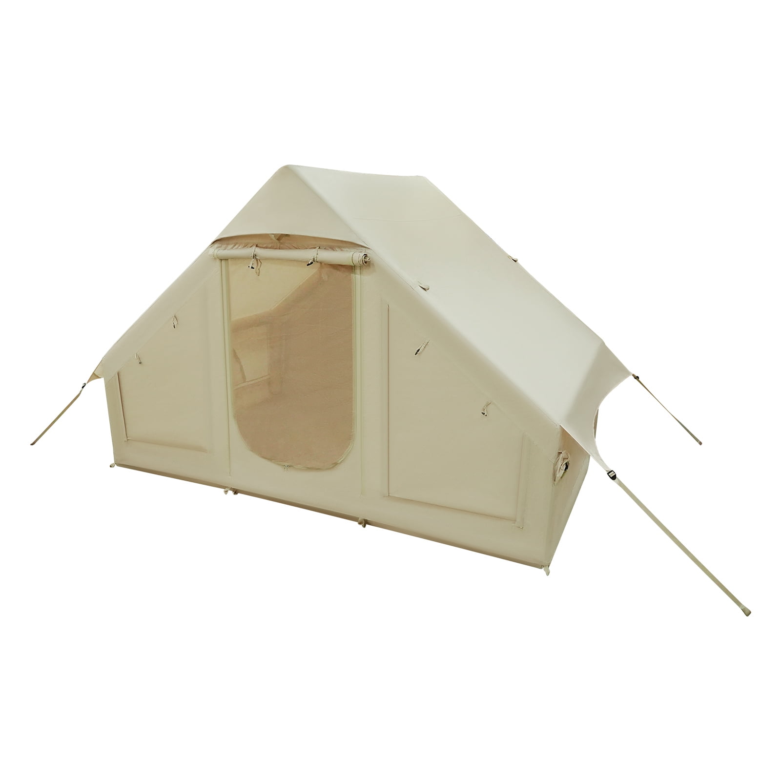 ToppiJoy Outdoor Portable Inflatable Camping Tent for 3-4 Persons Glamping Tents Easy Set up Waterproof Beige Canvas for Outdoor Camping