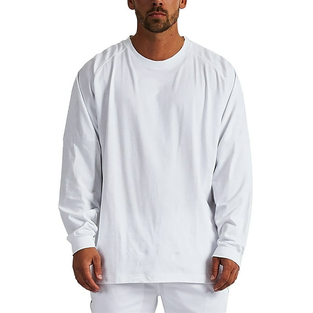 Camiseta deportiva de manga larga y color liso para hombre: material resistente, tallas M-XXL, perfecta para el día a día y para practicar deporte de forma ocasional.