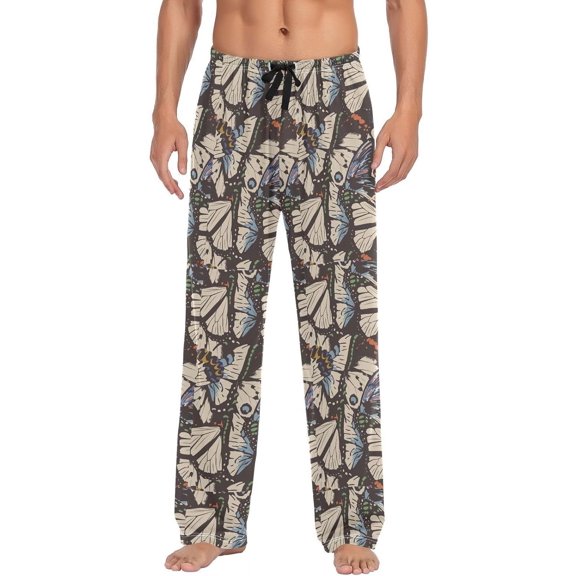 GZHJMY Vector Butterflies Men's Pajama Pants, Soft and Comfortable Lounge Sleep Bottoms with Pockets, Men's Sleepwear with Custom Print, Large