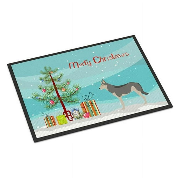 Saarloos Wolfdog Christmas Indoor or Outdoor Mat - 18 x 27 in.