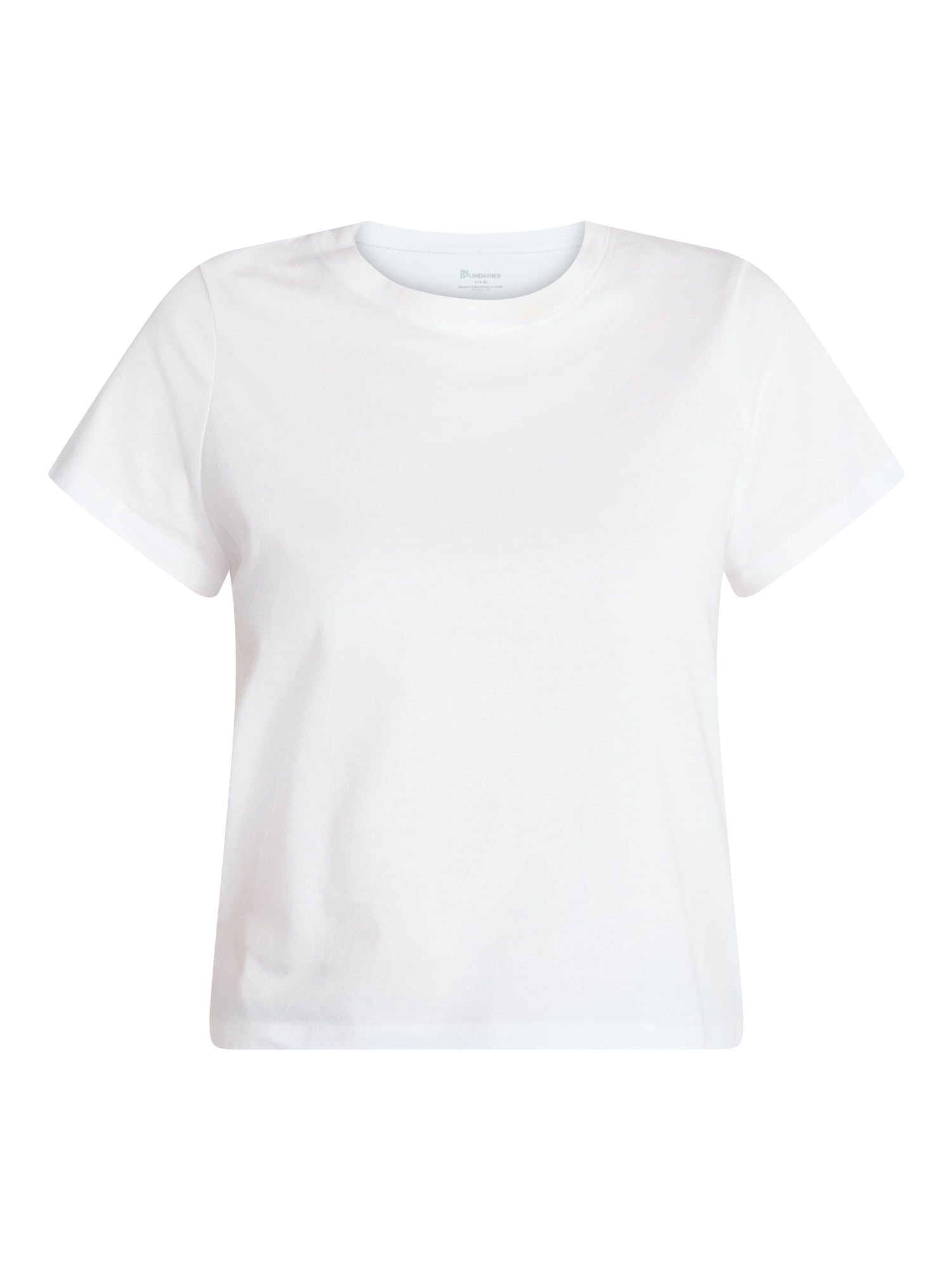 No Boundaries Cropped Cotton Tee with Short Sleeves, Women’s XXS-XXL