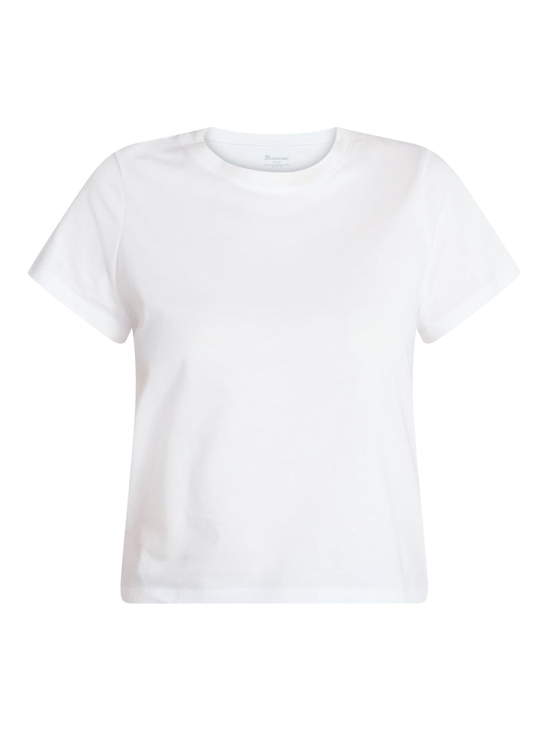 No Boundaries Cropped Cotton Tee with Short Sleeves, Women's XXS
