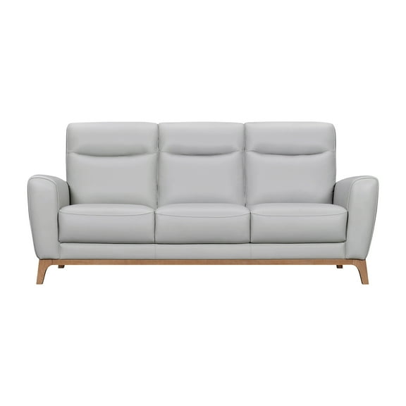 Modern Leather Sofa 83 Inch - Dove Gray Living Room Couch