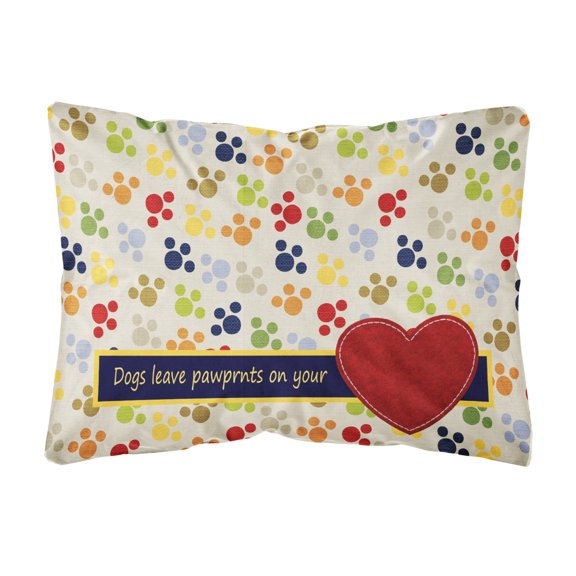 Carolines Treasures SB3054PW1216 Dogs leave pawprints on your heart Canvas Fabric Decorative Pillow 12H x16W