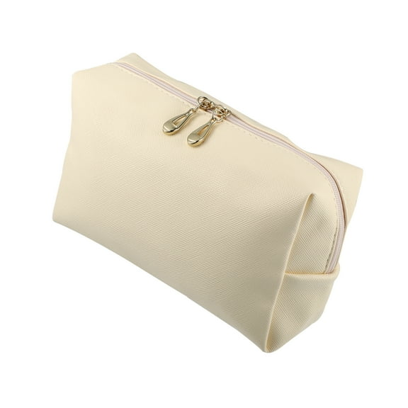 Unique Bargains Floral Makeup Bag Zipper Flower Cosmetic Pouch Beige