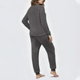 thumbnail image 6 of BLTIBY Fleece Pajama Sets for Women 2 Piece Crew Neck Fuzzy Long Sleeve Pants Loose Casual Sleepwear Outfits with Pockets Dark Gray S, 6 of 6