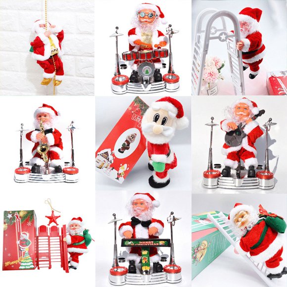 Cuentas de escalada eléctricas, escalera de escalada, paracaídas, Papá Noel, chimenea de escalada, regalos decorativos navideños, juguetes eléctricos