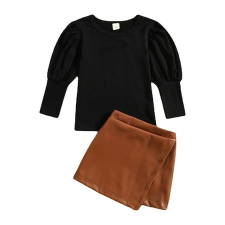 

TAIAOJING Baby Girl Clothes Kids Toddler Chlidren Autumn Winter Long Sleeve Ribbed Tops Skirts Outfits Clothing 1-2 Years