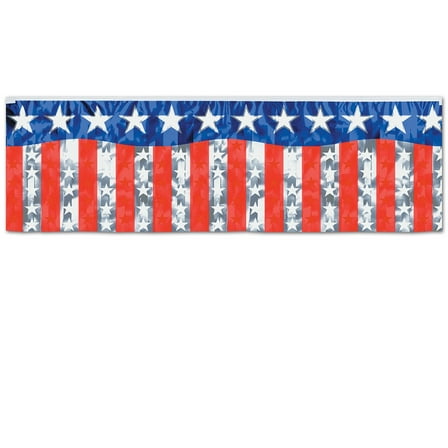 Party Central Club Pack of 12 Red and Blue Stars with Stripes Fringe Banner Hanging Party