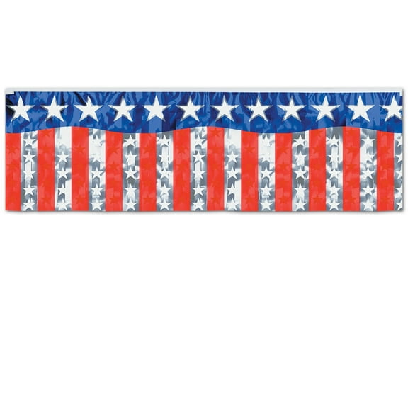 Party Central Club Pack of 12 Red and Blue Stars with Stripes Fringe Banner Hanging Party