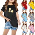 thumbnail image 2 of Fengyings Toddler Kids Boys Girls Summer Short Sleeve T Shirts Crewneck Loose Fit Tops Summer Cute Printed Casual Blouses, 2 of 4