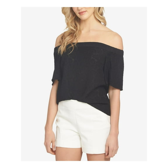 1. STATE $79 Womens New 1300 Black Off Shoulder Short Sleeve Casual Top L B B