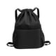 thumbnail image 3 of Mochila con cordón, bolsa de gimnasio, ligera, resistente al agua, para deportes, gimnasio, bolsa de natación con cordón para senderismo, viajes y act Negro, 3 of 8