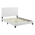 thumbnail image 1 of Pemberly Row Queen Tufted Button Upholstered Fabric Platform Bed in White, 1 of 5