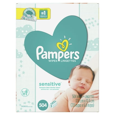Pampers Baby Wipes Sensitive 9X Pop-Top Packs 504 (Best Cloth Baby Wipes)