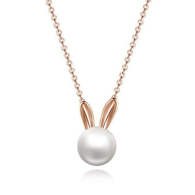 Collar de perlas para niñas en perlas de 6 mm, lindo collar de colección de animales, joyería fina para mujeres