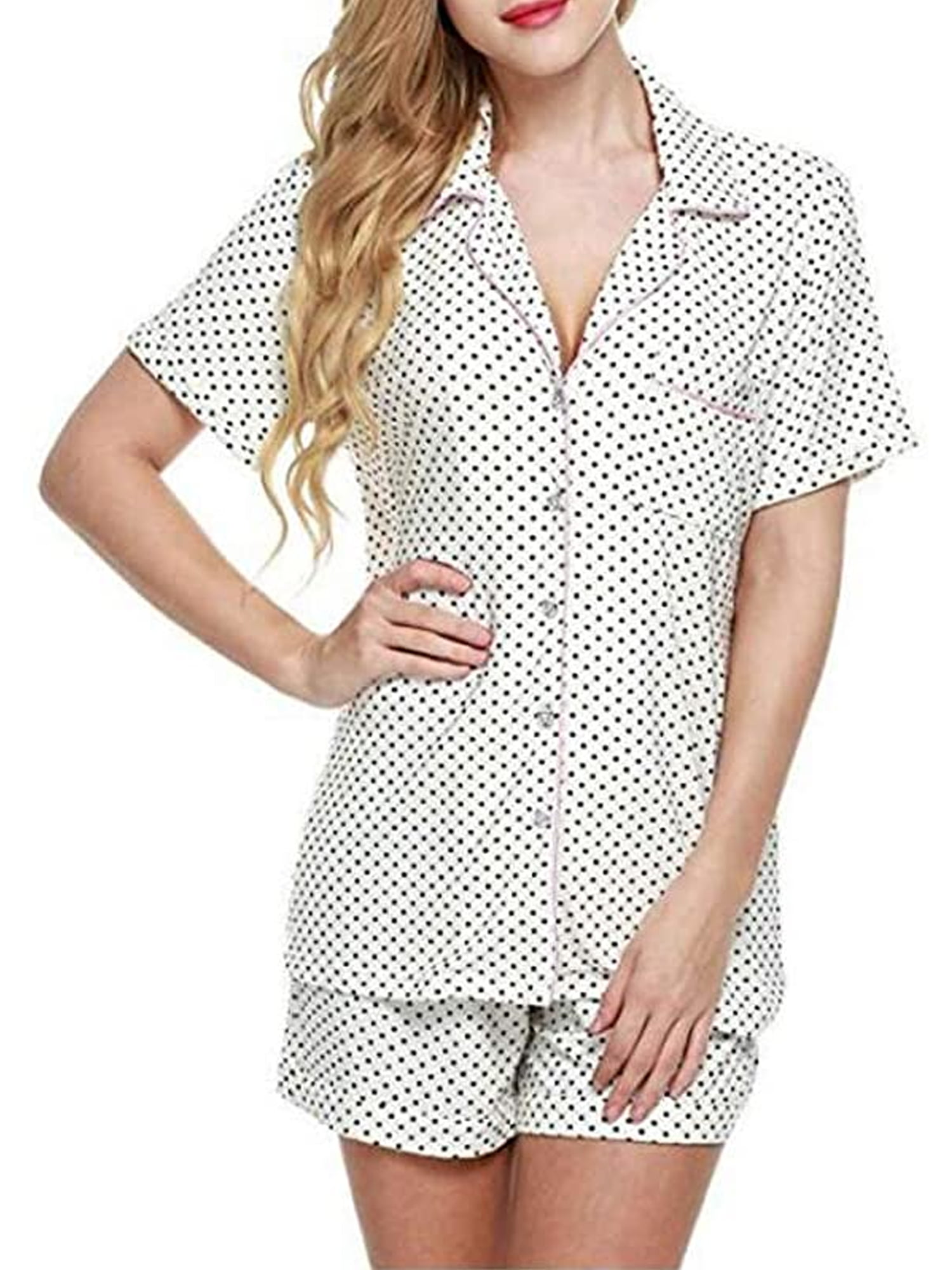 Mersariphy - MERSARIPHY Women Sleepwear Cute Cotton Short Sleeve Pajamas Set - Walmart.com ...