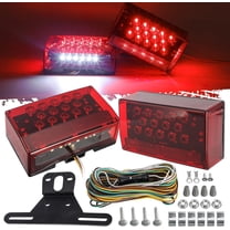 ZHIBO 6" Rectangular LED Combination Tail Light Kit, Red, IP68 Submersible, 25ft Harness