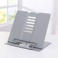thumbnail image 1 of Soporte para libros de metal plegable Yjmei, soporte para libros con caballete de metal, soporte para libros de metal, soporte para libros de cocina ajustable (gris), 1 of 5